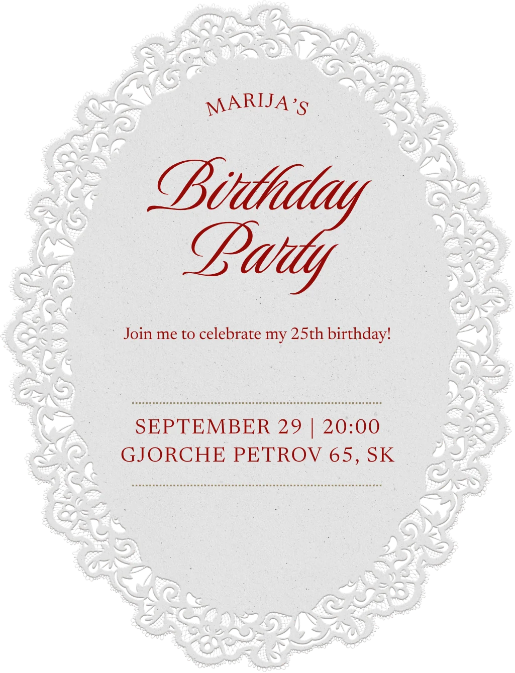 Marija's birthday party invitation